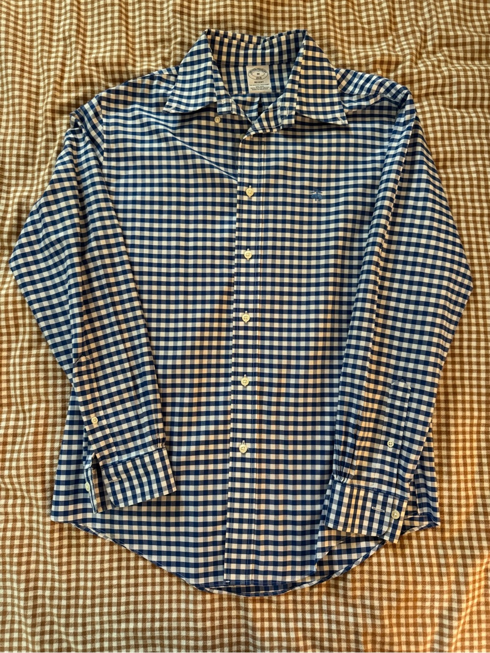 Brooks Brothers Blue and White Gingham Dress Shirt - Men's